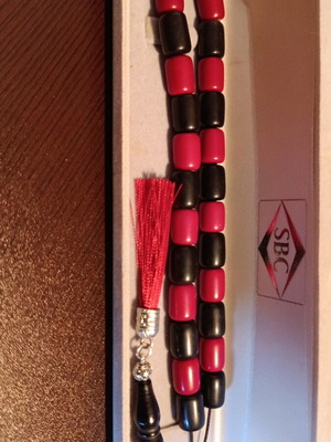 Komboloi handmade from vinyl with 12 beads, new