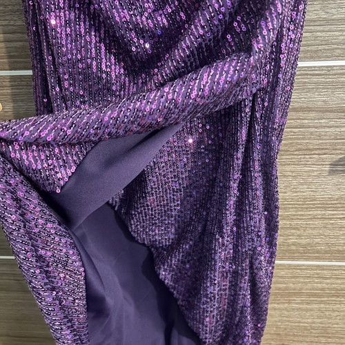 Midi dress Be You one shoulder used, purple with sequins, size S