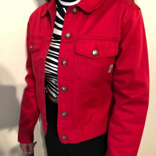 Red denim jacket Cosmos used, size Small