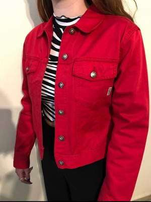 Red denim jacket Cosmos used, size Small