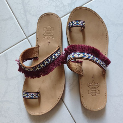 Handmade sandals slippers like new, size 37, multicolor purple