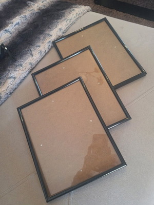 Black photo frames used, set of 3, 16×21 cm