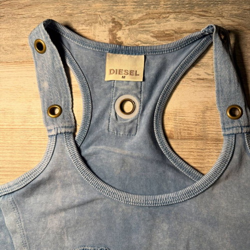Diesel Logo Tank Top Blue Acid Wash, Size M