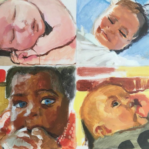 Painting "Tender Age" new, acrylic on canvas 60x70cm