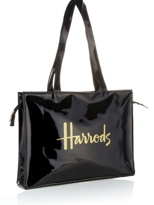 Harrods Large Glossy Tote Bag new, black