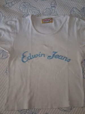 Edwin crop top, size S, white