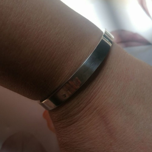 Silver 925 bracelet cuff new with safety chain