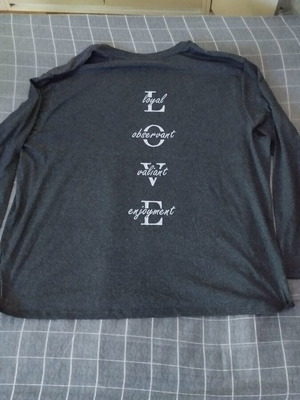 Men's Long-Sleeve Shirt 4XL used, gray with back print