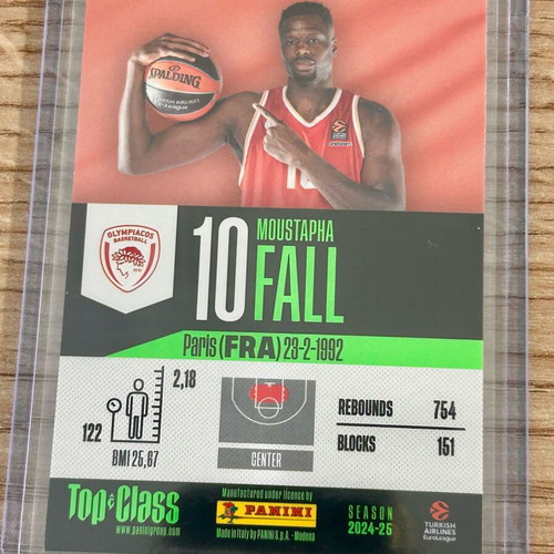 Κάρτα Moustapha Fall Ολυμπιακός Panini Euroleague Top Class 2024-25 καινούργια