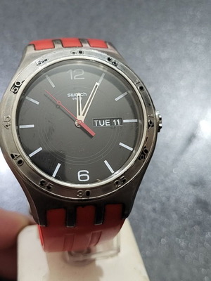 Swatch Irony Big wristwatch used, red strap