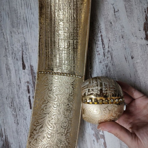 Gold platter and candlestick set used