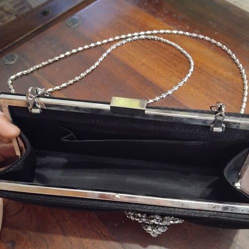 Clutch bag A To Z Greek black with silver chain like new