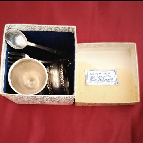 Handmade Silver 800 Egg Cup Set 1960s Vintage Boxed