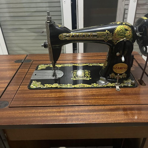 ZAMPA vintage sewing machine with wooden cabinet used
