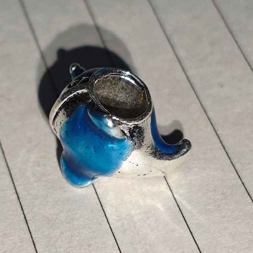 Silver charm whale orca with blue enamel like new