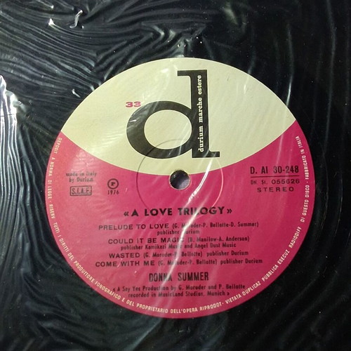 Donna Summer A Love Trilogy LP vinyl like new, vintage Italian