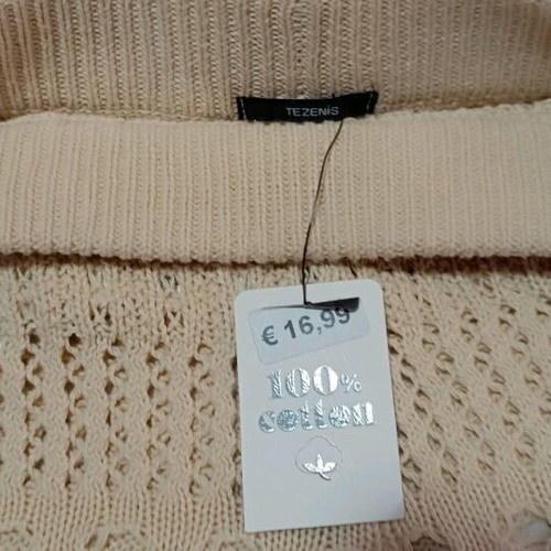 Crochet crop top and shorts set 100% cotton, new, beige, Tezenis