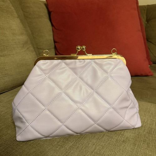 Lilac Quilted Shoulder Bag clutch with detachable chain and strap, like new