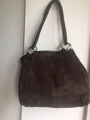 Women's suede large shoulder bag used, brown