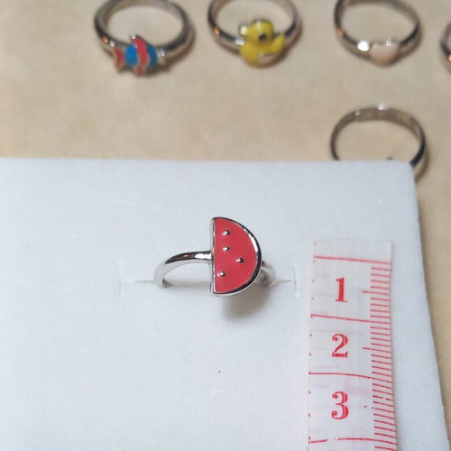 Silver 925° children's ring watermelon with enamel, new