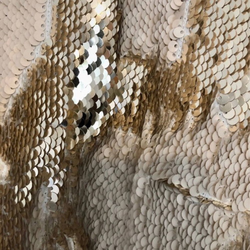 BSB Collection sequin crop top large, like new, beige and gold