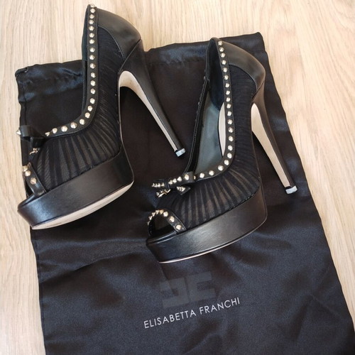 Elisabetta Franchi black high-heeled women's shoes like new, size 37