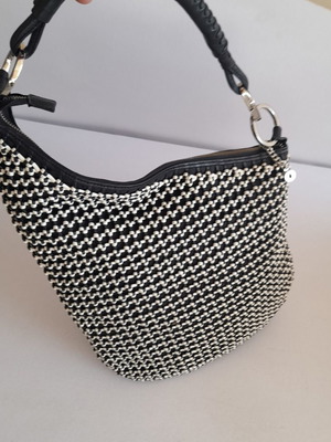 Cobo leather shoulder bag like new, black and white