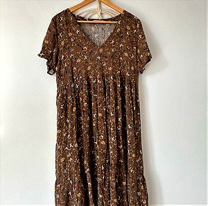 Floral dress brown Pull And Bear