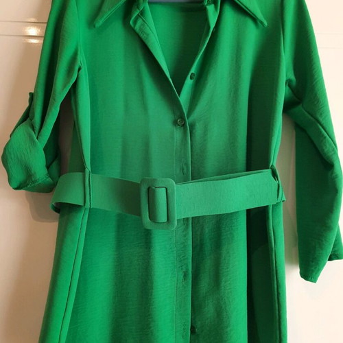 Green shirt with belt one size like new