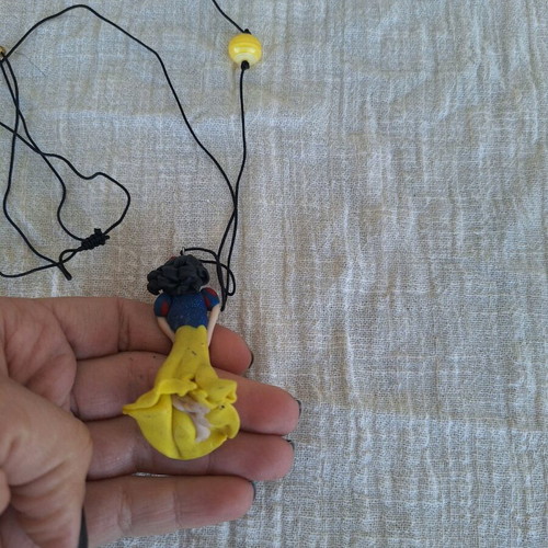 Long Snow White Necklace made of polymer clay custom made