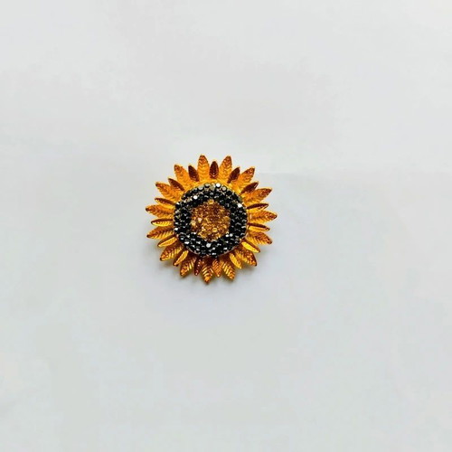 Sunflower Brooch new, yellow and gold, 4 cm diameter