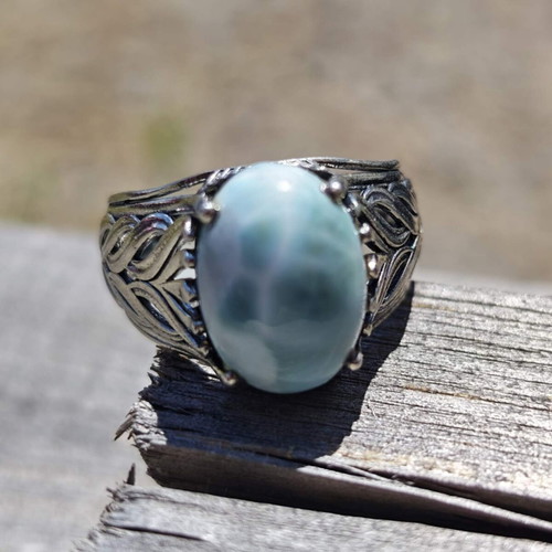 Silver ring with Larimar new, sterling 925