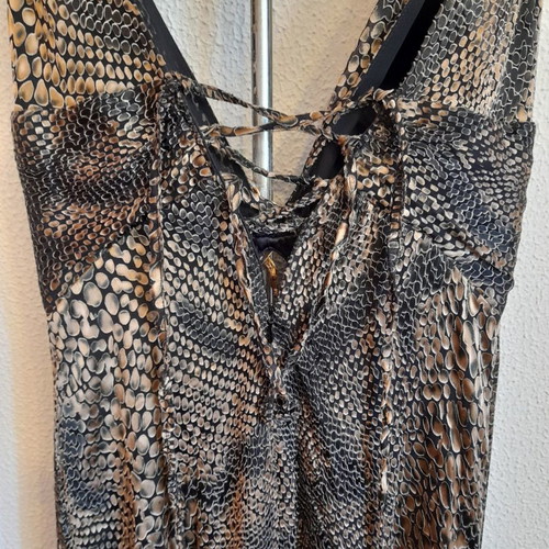 Gizia Maxi Dress Large with Swarovski buckle like new, brown-beige