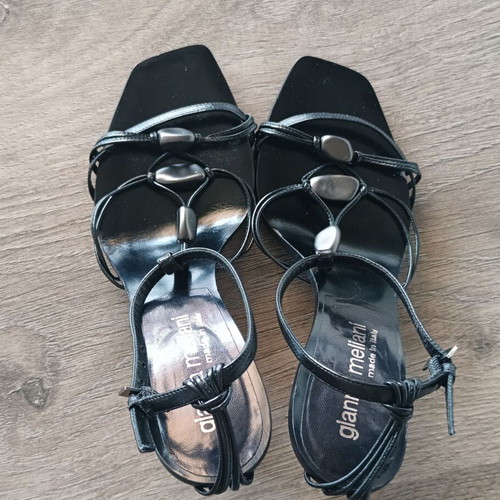 Gianna Meliani Black Leather Sandals Vero Cuoio size 37 like new