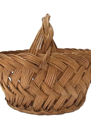 Vintage rattan basket 1960s like new, handwoven, 31×22×15 cm