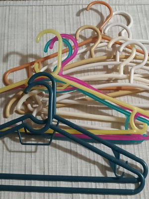 Plastic hangers new, set of 11, assorted colors and designs