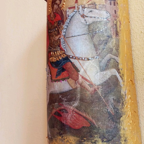 Saint George Handmade Decoupage Picture on Tile, New