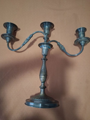 Metal candlestick 3-branch vintage used