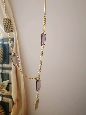 Pendant necklace with gold and purple details like new