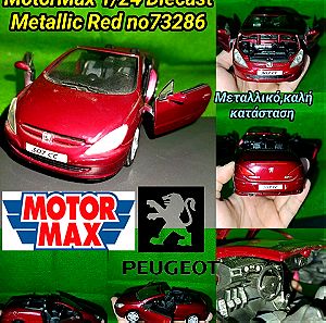 Peugeot 307 CC Cabrio MotorMax 1/24 Diecast Metallic Red no73286 Μεταλλικό μοντέλο κλίμακας toy car