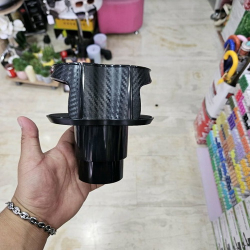 Double car cup holder new, durable plastic with carbon fiber look
