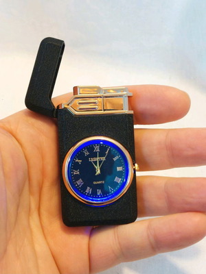 Gas Lighter with Clock New, Windproof