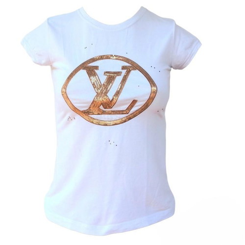 Louis Vuitton Tshirt 100% cotton with gold sequins, size XS