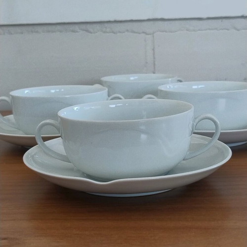 Set of 4 luxury porcelain consommé bowls A.K.Kaizer Germany like new