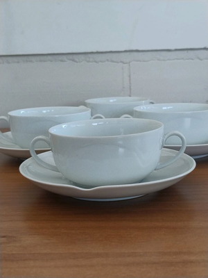 Set of 4 luxury porcelain consommé bowls A.K.Kaizer Germany like new