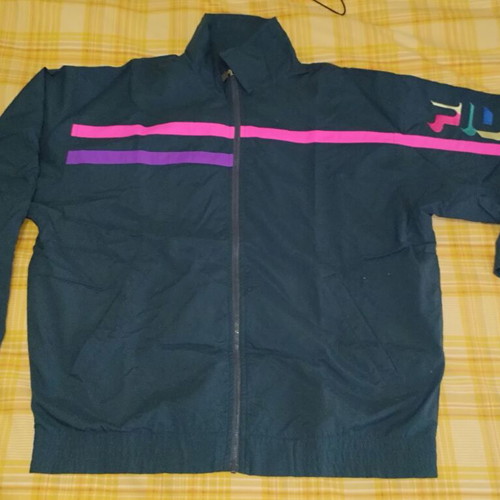 Fila retro jacket used, blue and green, size M