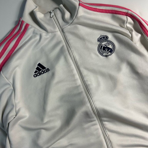 Adidas Vintage Real Madrid Y2k 2020-2021 Track Jacket Soccer Fleece like new, pink
