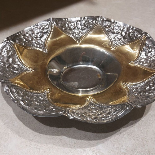 Vintage silver-plated centerpiece with 24k gold details like new