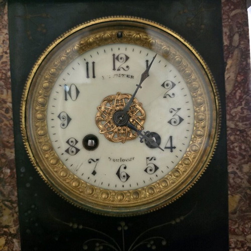 Antique French L. Fetvet Toulouse mantel clock set used