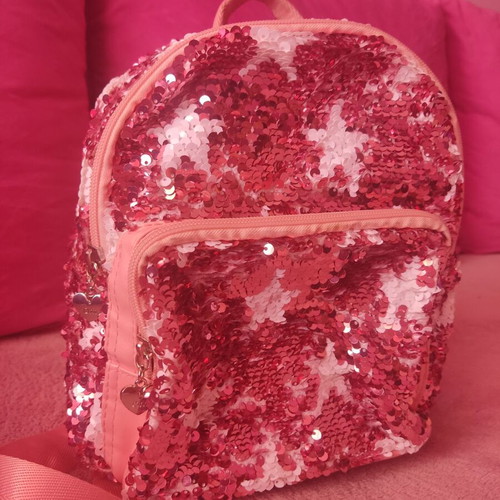 Pink backpack like new, shiny